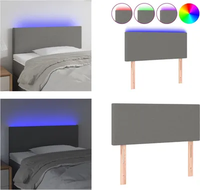 Produktbild von vidaXL LED Kopfteil Dunkelgrau 80x5x78/88 cm Stoff - LED Kopfteil - LED Kopfteile - Kopfteil - Bett-Kopfteil