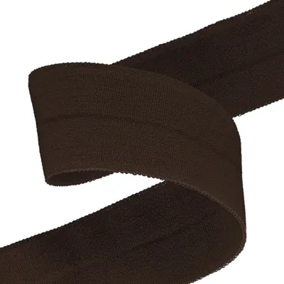 Falzgummi 20mm in Dunkelbraun hochelastisch – Faltgummi Schrägband Detailansicht.