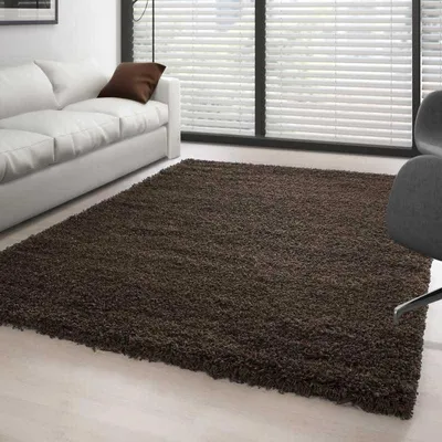 Produktbild von TapisTrend Zotteliger Teppich Braun 80 cm rund Hochfloriger, einfarbig