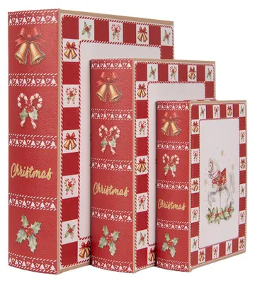 Obrázok produktu pre Sada 3 úložných boxov Clayre & Eef, biela, MDF, vhodné na knihy: 27x22x7 cm / 22x17x6 cm / 17x12x4 cm