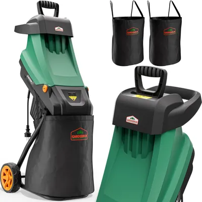 Imagen del producto de Trituradora eléctrica para jardín - Motor de 2400 W - Diámetro máximo de ramas: 45 mm - Depósito de recogida de 2 x 50 litros - Trituradora de cuchillas