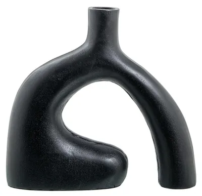 Tafelvaas aus Aluminium, schwarz, rau, 25x7x26 cm