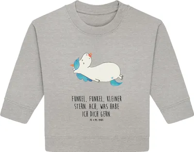 Produktbild von Mr. & Mrs. Panda Organic Baby Pullover Einhorn Schnuller 6. - 12. Monat - Heather Grey - Geschenk, Unicorn, Einhörner, Bullover, Geburt, Geburtstag, Säugling