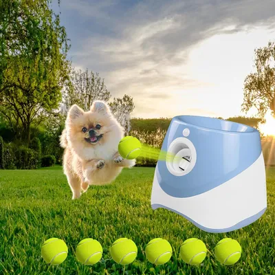 Produktbild von Hundespielzeug Ballwurfmaschine für Hunde, automatische Hundeballwurfmaschine mit 6 Tennisbällen, Hundespielzeug, Ballwerfer, 3 Ebenen zwischen versch