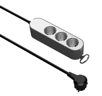 Produktbild von Unitec Steckdosenleiste 3 fach Greenline mit Flachstecker silber/anthrazit 1,8m
