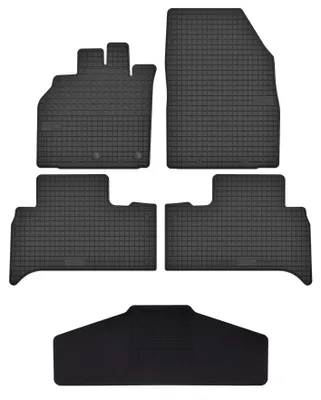 Produktbild von Gummi-Fußmatten + Tunnel für Renault Scenic II 2003-2009 (Minivan) – 5-tlg, Schwarz, passgenau – Wielganizator SolidTread