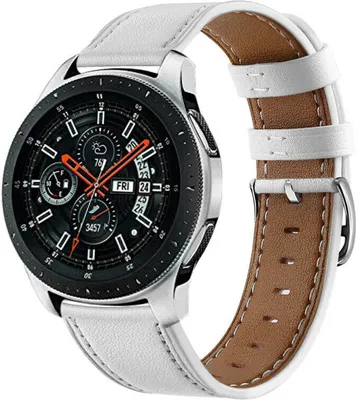 Produktbild von Strap-it Samsung Galaxy Watch 46mm Armband Leder (Weiß)