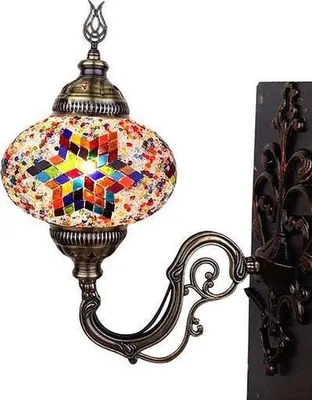 Produktbild von Oosterse Wandlampe – Handgemachte Mozaïeklampe aus Türkei – Ø 15 cm, Höhe 28 cm, E14 LED inklusive