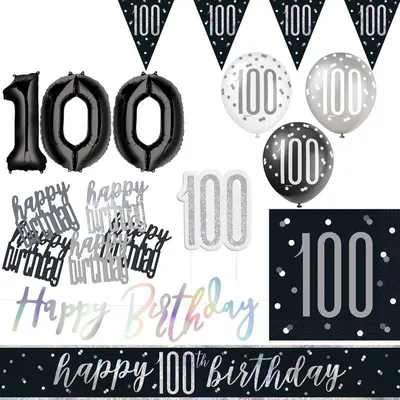 Produktbild von 100. Geburtstag Deko schwarz silber Party Dekoration Set Mann Geburtstagsdeko
