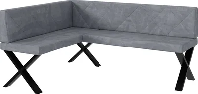 Produktbild von MEBLINI Eckbank für Esszimmer - Küchenbank - Essecke - Sitzecke Küche - ERIC - X-Beine 128x168x87cm Links - Grau Samt