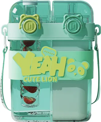 Produktbild von 760 ml Wasserflasche mit Strohhalmband, Wasserbecher mit zwei Kammern für Mädchen, tragbarer, auslaufsicherer Trinkbehälter mit Sicherheitsverschluss für Outdoor-Aktivitäten in der Schule
