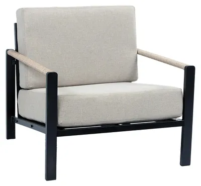 Produktbild von Lounge-Sessel Nosso | Aluminium & Textil | Schwarz/Sand | 2er Set