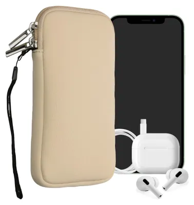 Zdjęcie produktu dla Etui neoprenowe kwmobile na smartfony XXL – 7" – etui na telefon z zamkiem błyskawicznym – uniwersalne etui na telefon w kolorze kremowym
