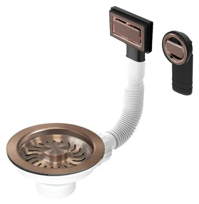 Produktbild von Pure.Sink Universal Korb-Stopfen-Set Kupfer, Abflussset Spülbecken inkl. Überlauf rund und rechteckig WSTMAN-62