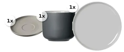 Produktbild von Kaffeeservice Erweiterungsgedeck 3 tlg. Jasper grau