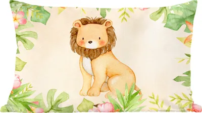 Produktbild von MuchoWow® Zierkissen Sofakissen Wohnzimmer Dekokissen 50x30 cm Löwe - Dschungel - Aquarell - Wohnzimmerdekoration - Polster mit Photo