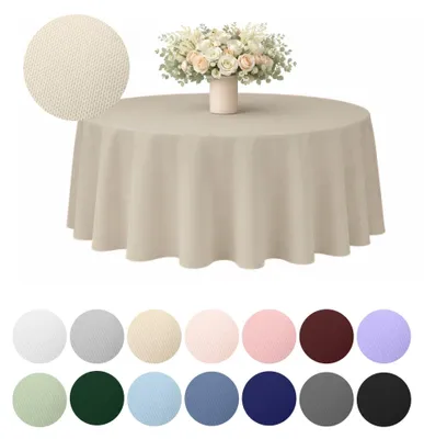 Produktbild von MEBLE ODNOWA, Runder Tischdecken-Bezug, Matt Tischdecke, Beige, 320 cm, Bankett und Hochzeitstischdecke, Tischschutz, Elegant, Formstabil, Elastisch, Strapazierfähig, Maschinenwaschbar