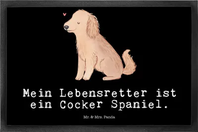 Produktbild von Mr. & Mrs. Panda Sauberlaufmatte Cocker Spaniel Lebensretter 50 x 75 cm - Schwarz - Geschenk, Schmutzfangmatte, Schmutzfänger, Fussmatte, Schmutzmatte, Gummimatte