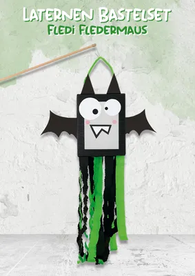 Produktbild von MarpaJansen Laternen Bastelset für kreative DIY Projekte 15 cm bis 25 cm Fledi Fledermaus