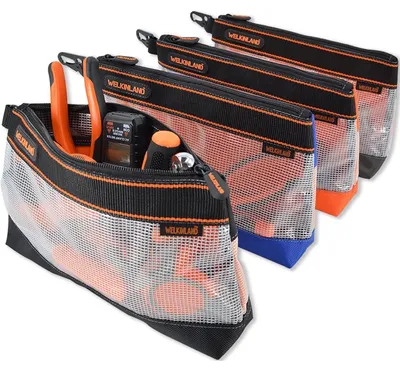 Immagine prodotto di Set di 4 custodie trasparenti per attrezzi, 33 cm, con cerniera, organizer robusto