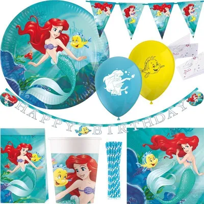Produktbild von Party Deko Set Arielle die Meerjungfrau Kindergeburtstag Partyset Ariel
