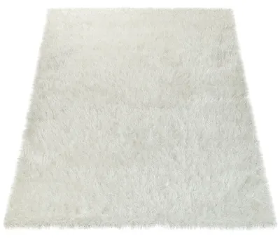 Produktbild von Hochflor Teppich Wohnzimmer Schlafzimmer Shaggy Einfarbig Flauschig Modern Weiß Grösse 120x170 cm