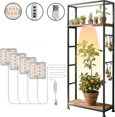 Produktbild von INF Vierkopf-LED-Pflanzenlampe mit Timer & Dimmbarem Vollspektrum für Zimmerpflanzen