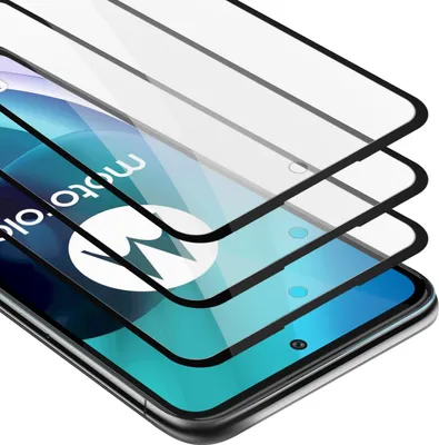 Produktbild von Cadorabo 3x Vollbild Panzer Folie für Motorola MOTO G71 5G Schutzfolie in Schwarz Tempered Display-Schutzglas