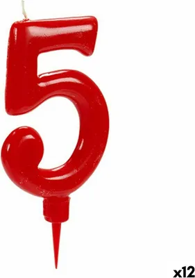 Obrázek produktu pro Svíčka červená narozeninové číslo 5 (12 kusů)