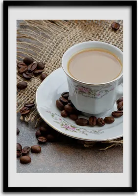 Produktbild von Bild - Bilderrahmen - 50 cm x 70 cm - MDF - Rahmen - Wandkunst Kaffee und Herz