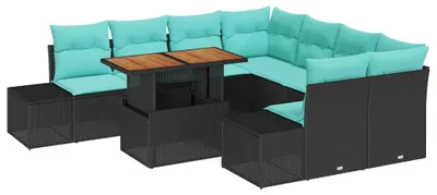 Productafbeelding van vidaXL Tuinset, 9-delig, zwart, polyrotan