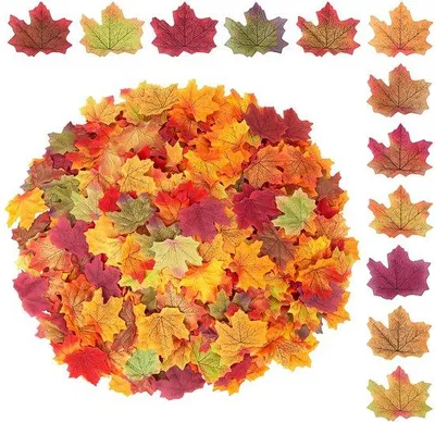 Image de Feuilles décoratives en plastique, lot de 12, feuilles d'automne, décoration, 8 x 8 cm, pour les fêtes, Thanksgiving, Noël