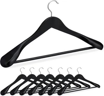 Produktbild von Famanu Kleiderhänger Set 8 Stück mit breiten Schultern - Schwarz
