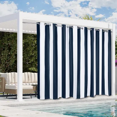 Immagine prodotto di Tenda da esterno extra larga a righe Tende idrorepellenti con occhielli per giardino, terrazza, gazebo, veranda, balcone, B254XH213cm