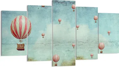 Produktbild von Bild auf Leinwand - Leinwandbild - Baloons Phantasie Illustration Fantasie - 160x85cm - Wand Bild - Wanddeko - Leinwanddruck - Bilder - Kunstdruck - Leinwand bilder - Wandkunst - EA160x85-3065