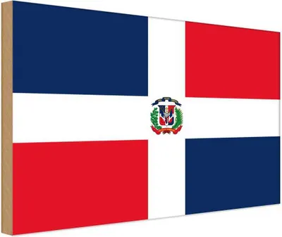Produktbild von vianmo Holzschild 20x30 cm Dominikanische Republik Flagge Fahne Wappen