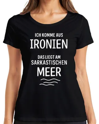 Obrázok produktu pre Pochádzam z ironického sarkastického mora sarkazmus humorný darček dámske tričko, čierne, 3XL