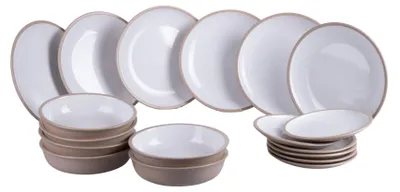 Produktbild von Villa d'Este Home Geschirrset „Bistrot“ Weiß, 18-teilig / für 6 Personen – 6 Speiseteller, 6 Frühstücksteller und 6 tiefe Teller