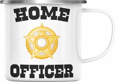 Produktbild von Trendation - Home Office Geschenk Emaille Tasse Emaille Emaille Tasse Homeoffice Zubehör Gadget Geschenke Männer Frauen Lustig Home Officer (Silber)