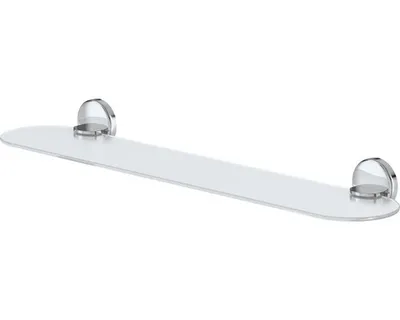 Produktbild von Wandablage Flame, rundes Design, Chrom, 60 cm breit, 6 cm hoch, 13 cm tief, flexible Befestigung