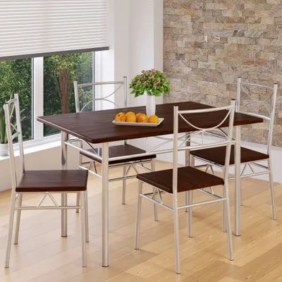 Produktbild von CASARIA® Esstisch mit 4 Stühlen Holz 5-tlg Set Metall 110x70cm Industrial Esszimmer Küche Stühle Tisch Möbel Essgruppe Sitzgruppe Paul Eiche Dunkel