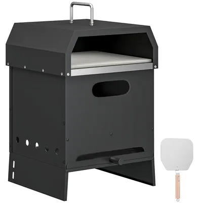 Produktbild von 3-in-1 Outdoor Pizzaofen Holzbefeuert Pizza Ofen 2 Ebene Backofen mit Pizzastein Griffen Pizzaschaufel