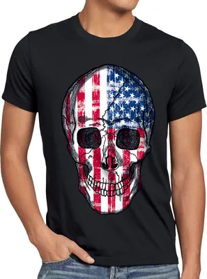 Produktbild von style3 USA Vintage Skull T-Shirt Herren US flagge totenkopf