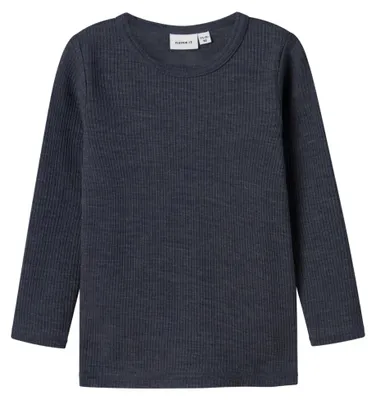 Productafbeelding van Name IT Uni Kinder Trui van wol, ribstructuur, lange mouwen, model Noos, kleur: blauw (ombre), maat: 92 EU