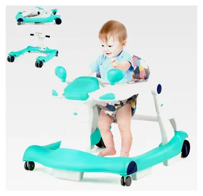 Produktbild von 2 in 1 Lauflernhilfe mit Musik und Licht, höhenverstellbarer und klappbarer Gehfrei Lauflernwagen für Babys ab 6 Monaten (Grün)