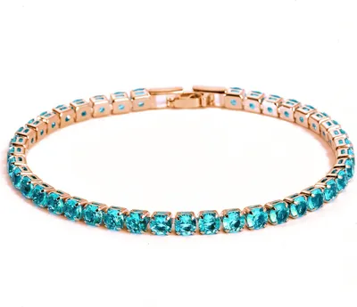 Produktbild von Schickes Armband mit Strass, zart, exquisit, mehrfarbig, glitzernd, hinreißendes Tennis-Armband, Damen-Handgelenkschmuck für Damen-Hellblau