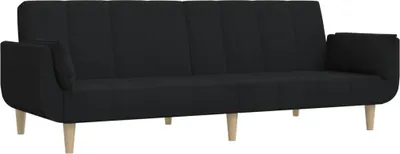 Produktbild von vidaXL Schlafsofa 2-Sitzer mit 2 Kissen Schwarz Stoff