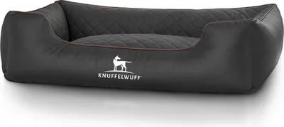 Produktbild von Knuffelwuff Hundebett Milan aus laser-gestepptem Kunstleder XXL 120 x 85cm Schwarz