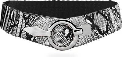 Produktbild von Glamexx24 Damen Taillengürtel Elastischer gürtel 6cm breiter Hüftgürtel silberner Ring schlange-Farbe: Schlange -Größe: 85cm ( Taillenweite 76-108cm )