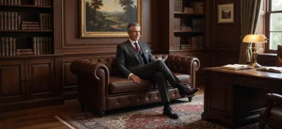 Obrázok produktu pre Sedacia súprava Chesterfield, 3-miestna, hnedá, umelá koža, pohodlná, vhodná do kancelárie